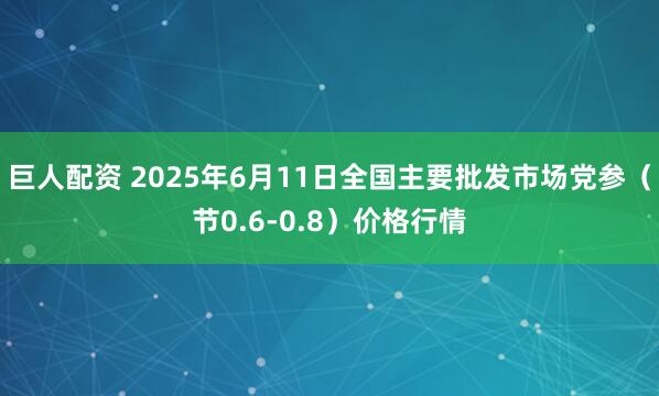 巨人配资 2025年6月11日全国主要批发市场党参（节0.6-0.8）价格行情